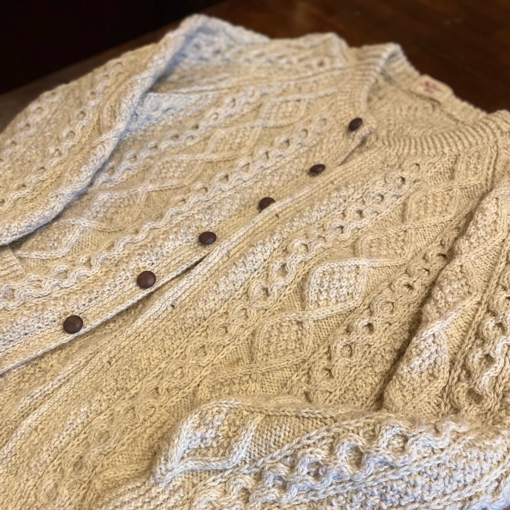 Ladies Handknit Wool Cardigan Sweater